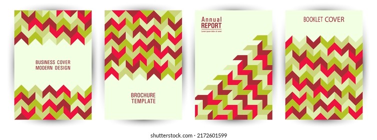 Commercial brochure cover layout set A4 design. Swiss style abstract pamphlet mockup set Eps10. Mosaic geometric elements composition vertical cover design