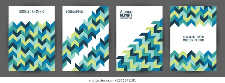 Commercial brochure cover page mokup set geometric design. Suprematism style modern album mockup set vector. Tile geometric shapes backdrop A4 card design