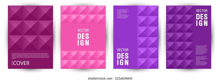 Commercial brochure cover template bundle geometric design. Modernism style digital album template bundle vector. Tile geometric shapes structure vertical cover design