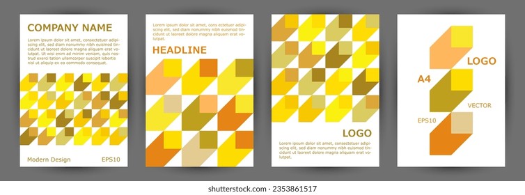 Commercial brochure front page mokup collection graphic design. Minimalist style digital album mockup collection Eps10. Tile geometric shapes theme vertical card design