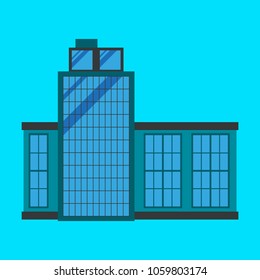 Commercial building, architecture in flat design. Modern structures vector for web design, app icons, navigation services. Shop, mall, supermarket, business center illustration.