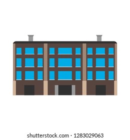 Commercial building business office cityscape structure city vector icon. Downtown exterior architecture corporate