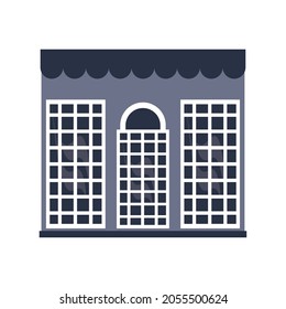 commercial building facade flat icon