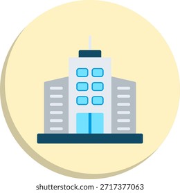 Commercial Building Flat Circle Style Icon