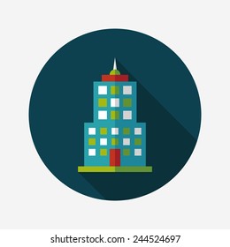 Commercial Building flat icon with long shadow,eps10