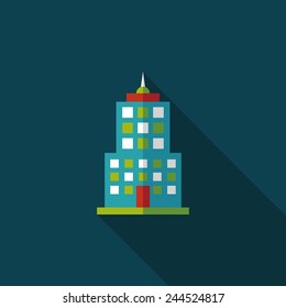 Commercial Building flat icon with long shadow,eps10