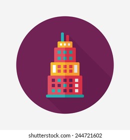 Commercial Building flat icon with long shadow,eps10