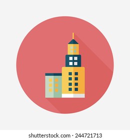 Commercial Building flat icon with long shadow,eps10