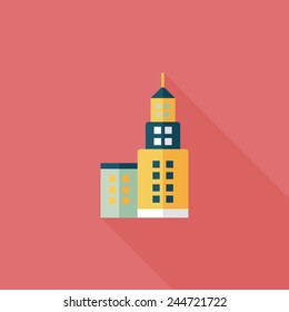 Commercial Building flat icon with long shadow,eps10