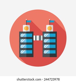 Commercial Building flat icon with long shadow,eps10