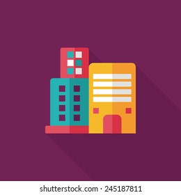 Commercial Building flat icon with long shadow,eps10