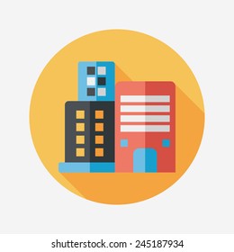 Commercial Building flat icon with long shadow,eps10