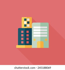 Commercial Building flat icon with long shadow,eps10