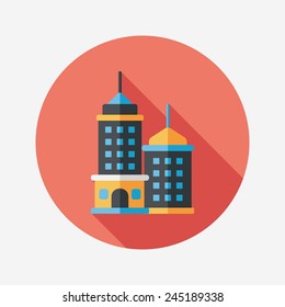 Commercial Building flat icon with long shadow,eps10