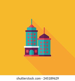 Commercial Building flat icon with long shadow,eps10