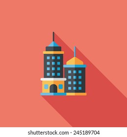 Commercial Building flat icon with long shadow,eps10