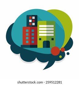 Commercial Building flat icon with long shadow,eps10