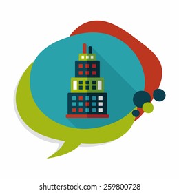 Commercial Building flat icon with long shadow,eps10