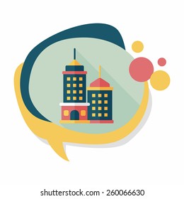Commercial Building flat icon with long shadow,eps10