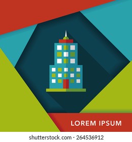 Commercial Building flat icon with long shadow,eps10