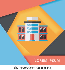 Commercial Building flat icon with long shadow,eps10