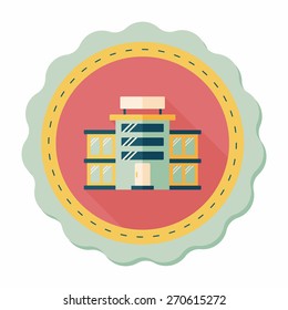 Commercial Building flat icon with long shadow,eps10
