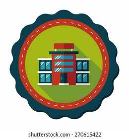 Commercial Building flat icon with long shadow,eps10