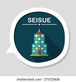 Commercial Building flat icon with long shadow,eps10