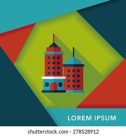 Commercial Building flat icon with long shadow,eps10