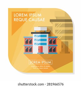 Commercial Building flat icon with long shadow,eps10