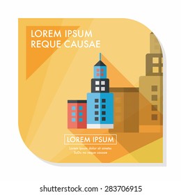 Commercial Building flat icon with long shadow,eps10