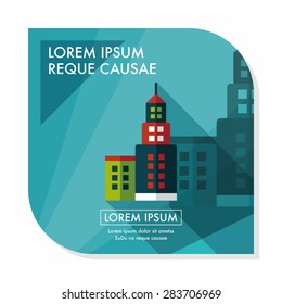 Commercial Building flat icon with long shadow,eps10