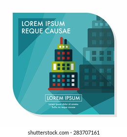 Commercial Building flat icon with long shadow,eps10