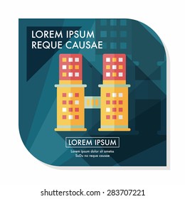 Commercial Building flat icon with long shadow,eps10