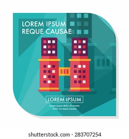 Commercial Building flat icon with long shadow,eps10