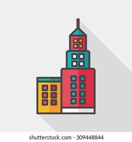 Commercial Building flat icon with long shadow,eps10
