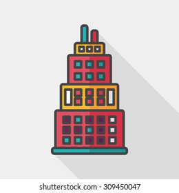 Commercial Building flat icon with long shadow,eps10