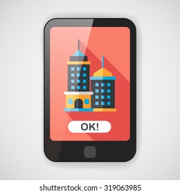 Commercial Building flat icon with long shadow,eps10