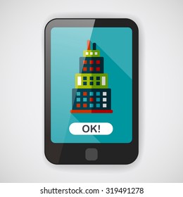 Commercial Building flat icon with long shadow,eps10