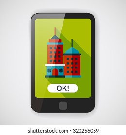 Commercial Building flat icon with long shadow,eps10