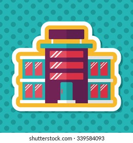 Commercial Building flat icon with long shadow,eps10