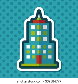 Commercial Building flat icon with long shadow,eps10