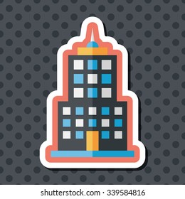 Commercial Building flat icon with long shadow,eps10