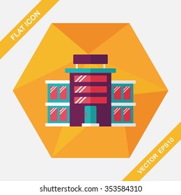Commercial Building flat icon with long shadow,eps10