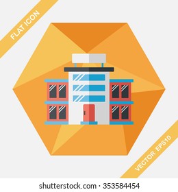 Commercial Building flat icon with long shadow,eps10