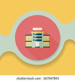 Commercial Building flat icon with long shadow,eps10