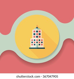 Commercial Building flat icon with long shadow,eps10