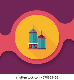 Commercial Building flat icon with long shadow,eps10
