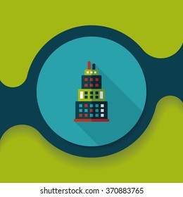 Commercial Building flat icon with long shadow,eps10
