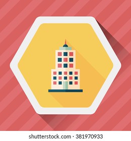 Commercial Building flat icon with long shadow,eps10